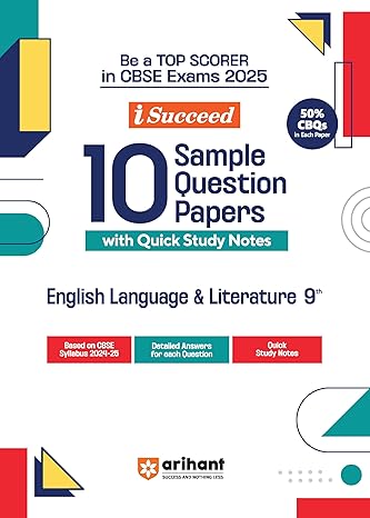 i-Succeed 10 Sample Question Papers for English Language & Literature Class 9th| For CBSE Exams 2025
